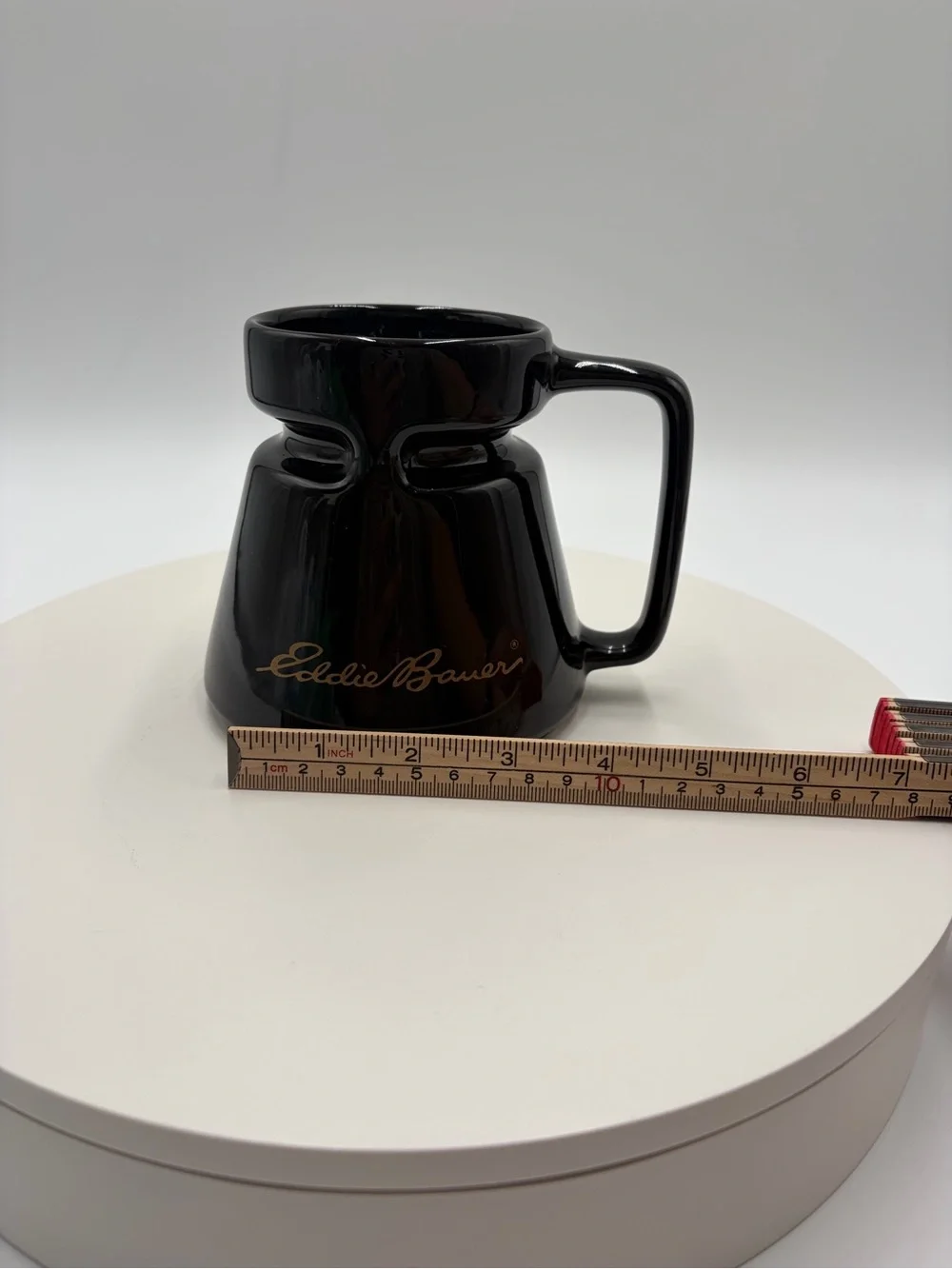 Eddie Bauer Glossy Black Sculpted Ceramic Mug